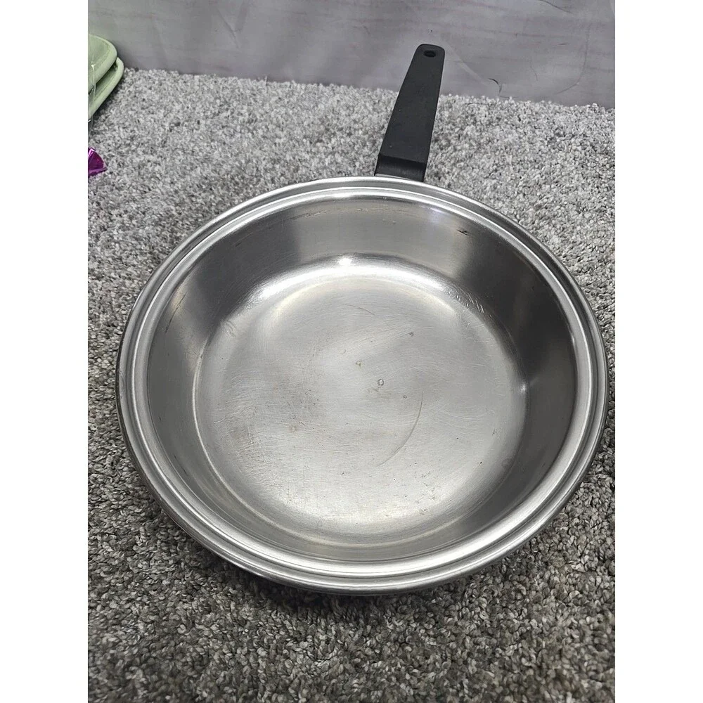 Vintage Flint Ware By Ekco 1 Qt Stainless Steel Sauce Pan With Lid And Skillet